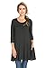 Frumos Tunics For Women 3/4 Sleeve Top For Leggings Charcoal 2Tone 2X-Large