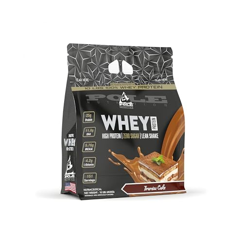 Pole Nutrition Whey Protein | Lean Muscle Shake | High Protein, Zero Sugar | (4535g) | Suppor Recovery & Muscle Growth (10 Lbs, TIRAMISU CAKE)