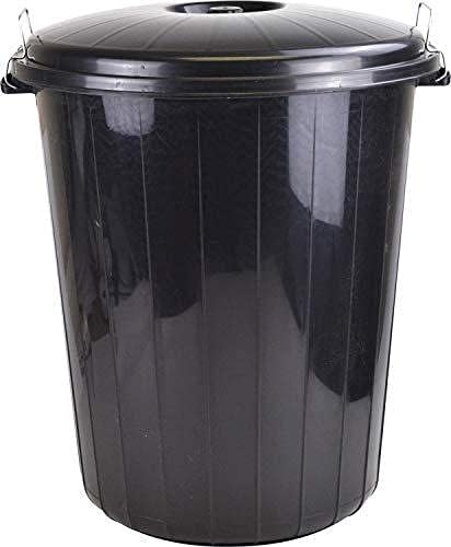 Sterling Ventures 25L Garden Waste Rubbish Dust Bin with Locking Lid Black