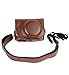 TUYUNG Vintage Leather Camera Case Bag with Strap for Canon Powershot G7X, G7X Mark II DSLR Camera - Coffee