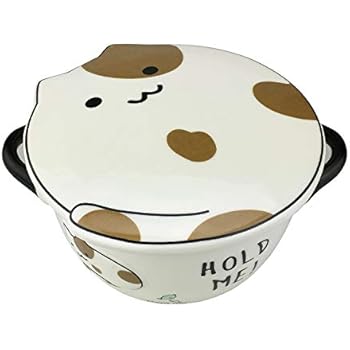 VanEnjoy Big Capacity 24oz 3D Cute Cartoon Microwave Ceramic Soup Cat Bowl Instant Noodle Bowl Cereal Bowl for Salad Fruit Vegetable with Ceramic Kitty Cat Lid and Handles (flower)
