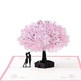 TEKEFT Sakura 3D Card, Anniversary Card, Mother's Day Card, Birthday, Christmas, New Year, Valentine's Day, Wedding, Graduation, Romantic Unique Pop-up Greeting Card