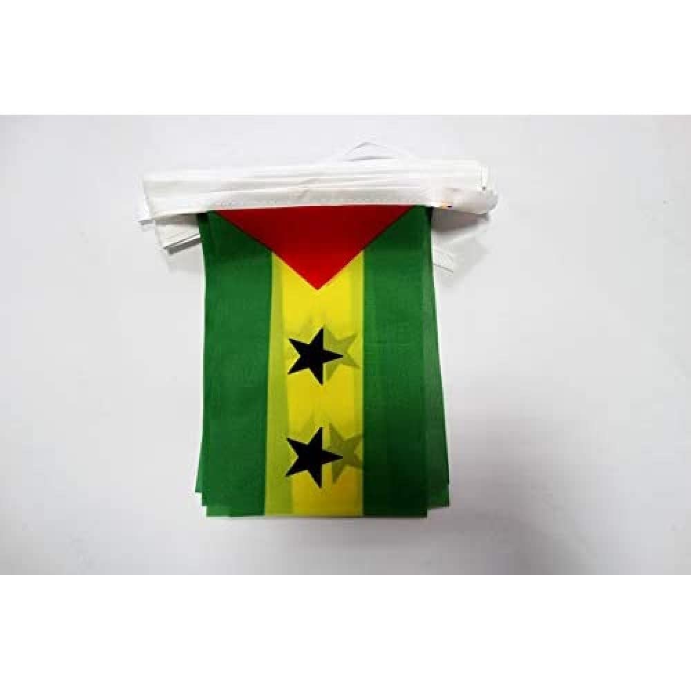 AZ FLAG Sao Tomé and Principe Bunting Flag, 20 Ft Garland with 20 Small Sao Toméan Flags 8'' x 6'', 100% Polyester String Pennant, 6 meters — image 1