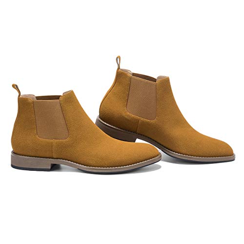 GM GOLAIMAN Men's Chelsea Boots Slip On - Suede Boot Fashion Office Prom Wedding Gifts Botas Invierno Hombre(4 Brown-10 D (M) US)