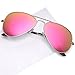 JETPAL Men & Womens Aviator UV400 Sunglasses - Pink Mirror Lens Silver Frame