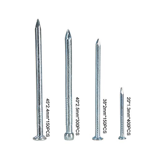 Suwimut 1000 Pieces Hardware Nail Assortment Kit, Galvanized Nails, Includes Wire, Finish