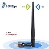 USB Wifi Adapter, AMBOLOVE AC600Mbps Wireless Wifi Dongle Dual Band(2.4G/150Mbps+5G/433Mbps) 802.11N/G/B Antenna Network Lan Card for PC Desktop Laptop Support Windows 10/8.1/8/7/XP/Vista/Mac OS/Linux