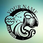 Custom The Zodiac Metal Sign,Constellation Personalized Name, Led Lights Funny Vintage Metal Signs,Wall Art Decor Outdoor (Aquarius)