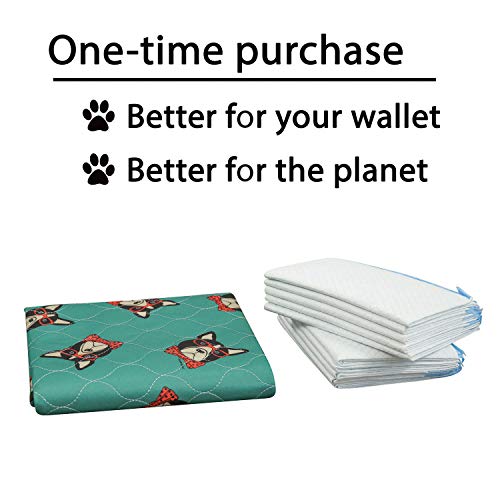 rocket & rex Washable, Puppy Pee Pads. Waterproof, Pet Training Reusable Pads. Leak-Proof and Absorbent. Whelping, Incontinence, Travel. (30" x 36" - 2 Pack, Hipster Dog) - Thumbnail 3