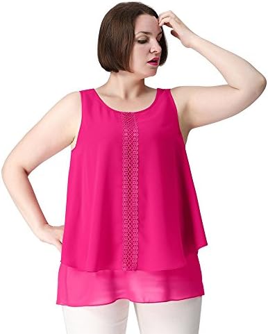 TM Plus Size Casual Loose Fit Tunic Dressy Clubbing Tank Tops for Women Workout 12W Hot Pink