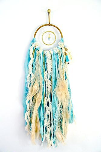 Turquoise Handmade Dreamcatcher with Aquamarine Pendant ~ SandSilkSky
