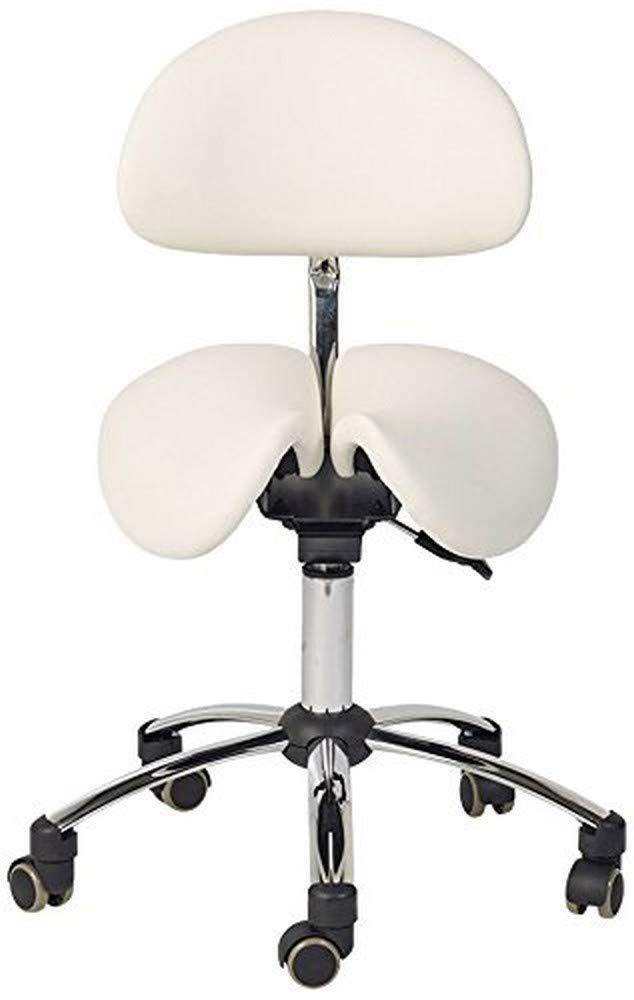 Teqler T-135365weiss Saddle Stool with Backrest, Weiß