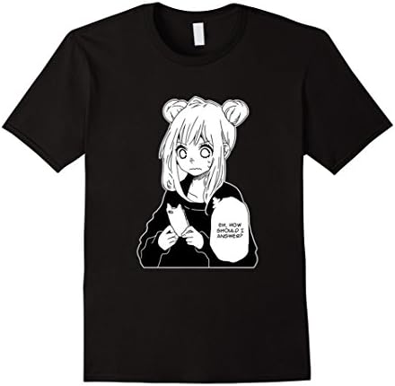 Men's Anime Girl Texting T Shirt Hot Fashion T Shirt 3XL Black