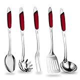 Kitchen Maestro Stainless Steel with Rubber Coated Grip Utensil Set of 5 (KM-161)