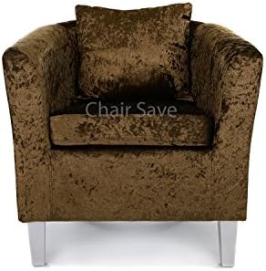 Designer Monaco Linen or Velvet Fabric Sofa Tub Chair Armchair Dining Room Living Room Reception Chair in 20 Colour Combinations (Olive Green Crushed Velvet + Matching Cushion)