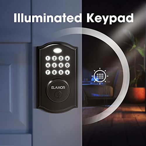 Keyless Entry Door Lock - Electronic Deadbolt Lock with Keypads, Auto Lock, 50 User Codes, Security Waterproof Keypad Lock. Easy to Install, Smart Lock for Front Door, Home Use, Apartment - All Black