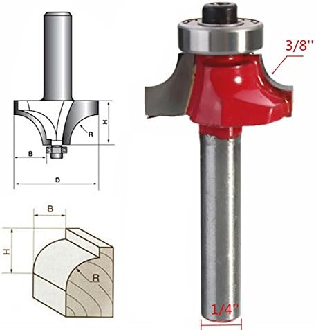 1/4 x 3/8 Inch Round Over Beading Edging Router Bit Cutter Chamfer Mill