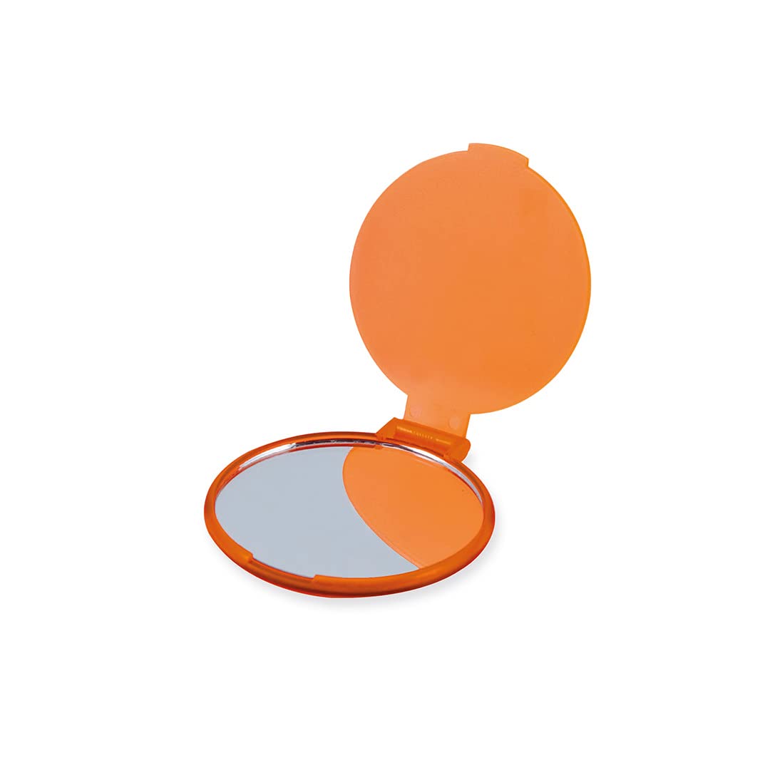 eBuyGB Compact Vanity Handbag Mirrors Folding Cosmetic Mirror Toiletry Bag, Orange, Pack of 10
