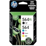 HP 564XL/564 High Yield Black and Standard C/M/Y Color Ink Cartridges (In Retail Packing)