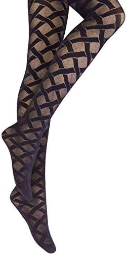 New womens ladies black patterned semi opaque tights 80 Denier One size S-M R19