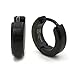 Pair Stainless Steel Black Slant Edge Men Hoop Earrings 4mm