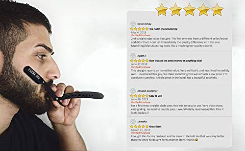 100 BLADES + Facón Professional Classic Straight Edge Barber Razor - Salon Quality Cut Throat Shavette