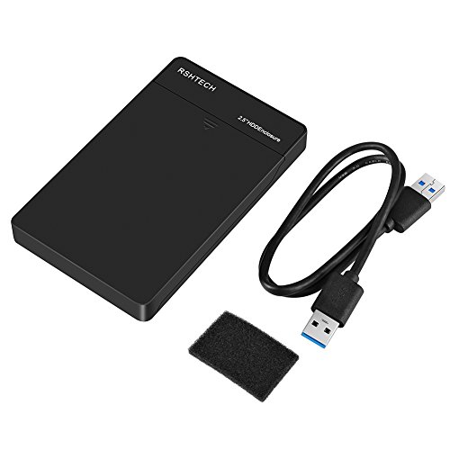 RSHTECH Hard Drive Enclosure USB 3.0 Hard Drive Docking Station External Disk Case for 2.5 inch 7mm 9.5mm SATA HDD SDD, Support UASP up to 4TB Drives(Black)