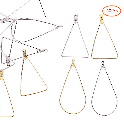 Fciqven 40Pcs Teardrop and Triangle Beading Hoop Earring Finding Jewelry Finding for Earring Jewelry Making - Thumbnail 6