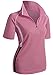 CLOVERY Quick Drying Active Wear Short Sleeve Zipup Polo Shirt Pink Medium