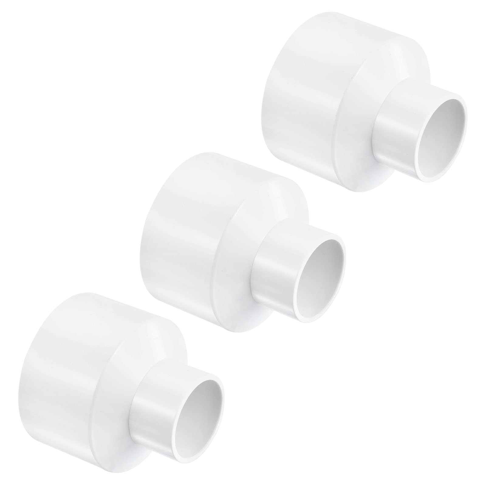 PATIKIL PVC Reducer Pipe Fitting 75mm to 40mm ID, 3 Pack Straight Coupling Adapter Connector, White — image 1