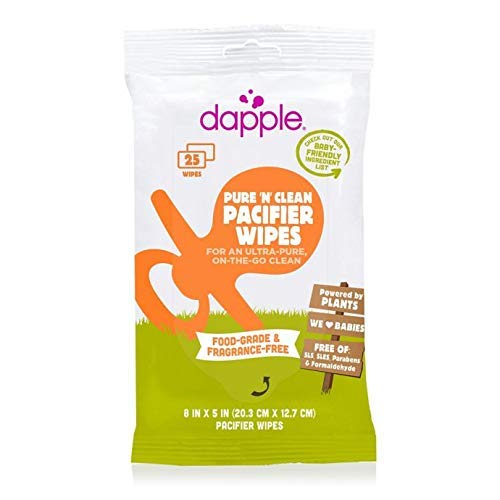 Dapple Pure 'n' Clean Pacifier Wipes, Food Grade, Fragrance Free, 25 Count (Pack of 2)