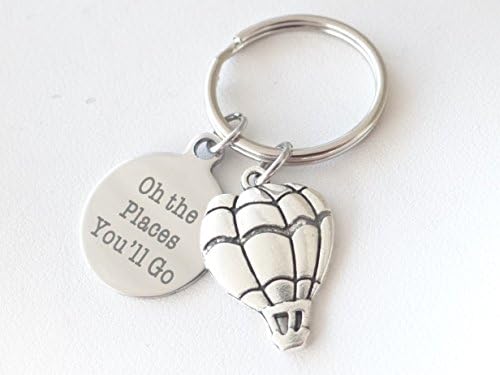 Oh the places you'll go Keychain, Balloon keychain, hot air balloon, graduation, graduation keychain, class of 2017, 2017 graduation, gift for grad, 2017