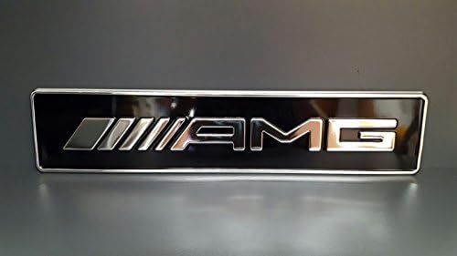 Mercedes Benz AMG Logo Euro European License Plate Embossed Alu New (black and silver)