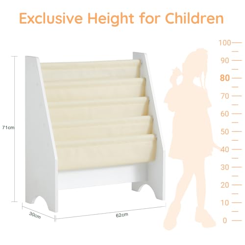 SoBuy Book Shelf Kids Book Stand Bookshelf Bookcase Storage Shelves Rack Toys Organizer For Kids Storage Display Holder رف كتب الأطفال رف كتب for Children's Room, Playroom, Nursery, FRG225-W