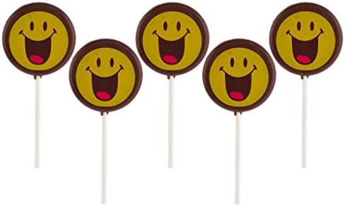 Smiley World Emoji Face Expressions Dark Chocolate Lollipops Sucker "Congratulations" Gourmet Holiday Mothers Day Gift Pack (5 Pk)