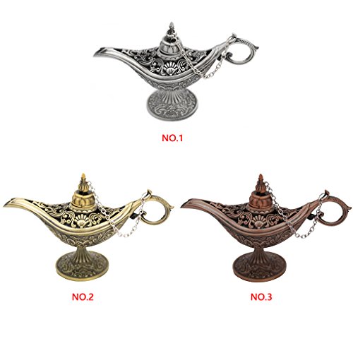 Xuanhemen Carving Hollow Zinc Alloy Magic Lamps Retro Ornaments Incense Burner Retro Wishing Oil Light Home Decor Gift