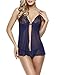 Ruzishun Women's Simple Sexy Lingerie Sheer Open mesh Babydoll Set