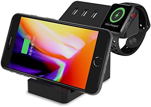 Apple Watch Stand Wireless Charger Qi Wireless Charging Docking Pad with iWatch Charger Holder and USB Port for iWatch iPhone X iPhone 8/8 Plus Samsung Galaxy 8