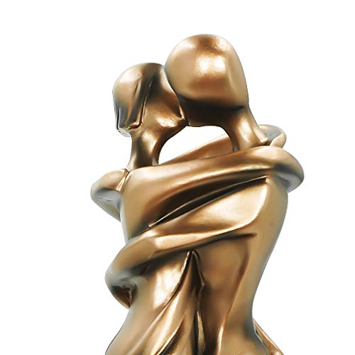 DreamsEden 11'' H Affectionate Couple Art Resin Sculpture, Passionate Embrace & Kiss Statue Abstract Romantic Ornament Figurine Home Decor (Antiqued Copper)