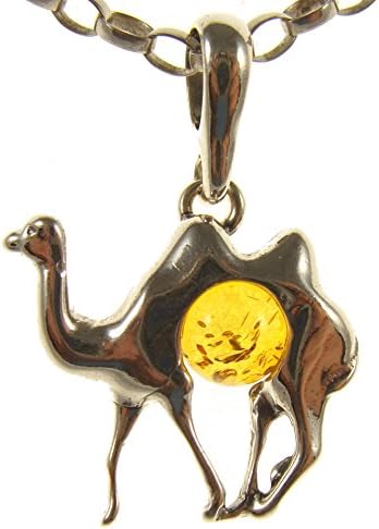 BALTIC AMBER AND STERLING SILVER 925 CAMEL PENDANT NECKLACE JEWELLERY JEWELRY WITH inch 14"/35cm, 16"/40cm, 18"/45cm, 20"/50cm, 22"/55cm, 24"/60cm, 26"/65cm, 28"/70cm, 30"/75cm, 32"/80cm, 34"/85cm 1mm THICK STERLING SILVER 925 STAMPED ITALIAN DESIGNER SNAKE LINK STYLE CHAIN WITH LOBSTER CLAW CLASP