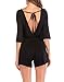 SUNNOW Women's Sexy Long Sleeves V Neck Backless Short Romper Jumpsuit (Asian L=US(6), Black)