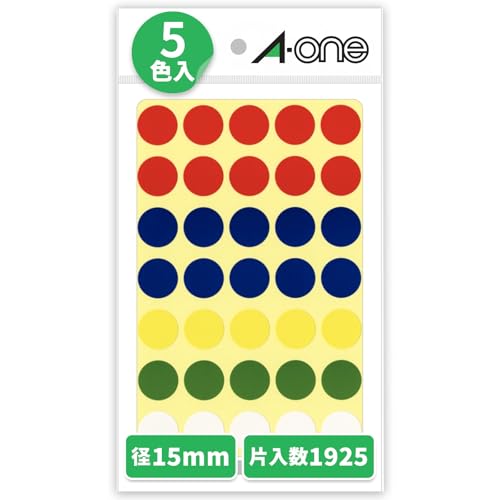 【Amazon.co.jp限定】エーワン カラーラベル 87034 アソート 15mm 35面 55 シート