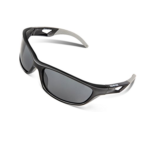 RIVBOS Polarized Sports Sunglasses Driving Sun Glasses for Men Women Tr 90 Unbreakable Frame for Cycling Baseball Running Rb831 (Black&Grey)