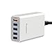 Lumsing Quick Charge 2.0 40W Multi-Port USB Desktop Charging Station Dock with Smart IC Technology, 1 Port QC2.0 + 4 Port with Smart IC Technology, 5 Port USB Desktop Charger for SmartPhones White