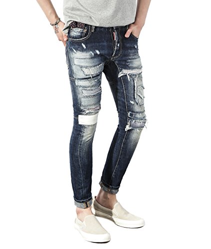 Dsquared2 Slim Fit Men's Patched Vintage Biker Jeans 44 Blue