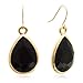 Black Crystal Pear Shape Dangle Earrings In Yellow Gold Tone