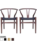 2xhome Set of 2 Wishbone Wood Armchair with Arms