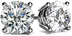 10K White Gold 0.10 Carat (CTW) Natural Round Cut White Diamond Stud Earrings for Women