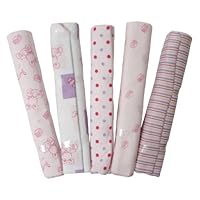 Big Oshi Baby Essentials 5 Pack Flannel Receiving Blankets, Pink