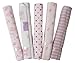 Big Oshi Baby Essentials 5 Pack Flannel Receiving Blankets, Pink